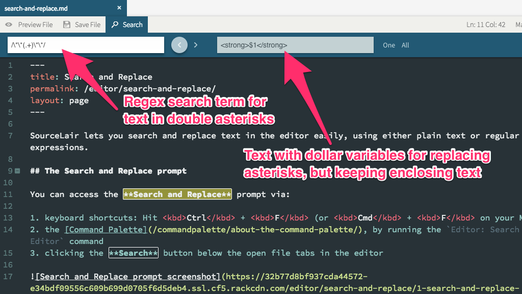 Search and Replace with regex prompt