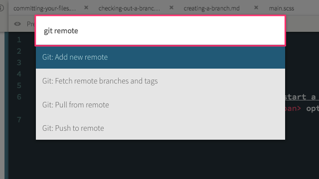 Git: Checkout in the Command Palette
