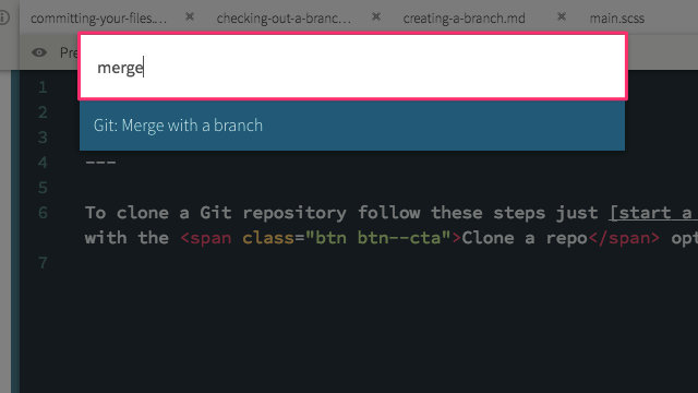 Git: Checkout in the Command Palette