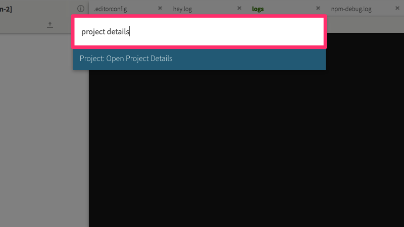 Project details via the Command Palette