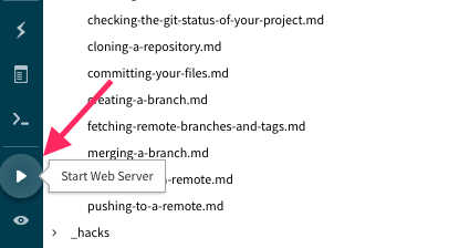 Start Web Server in the Sidebar