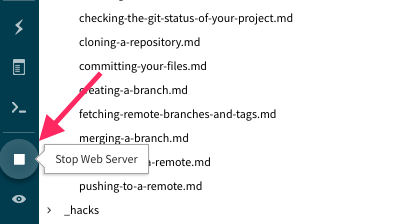 Stop Web Server in the Sidebar
